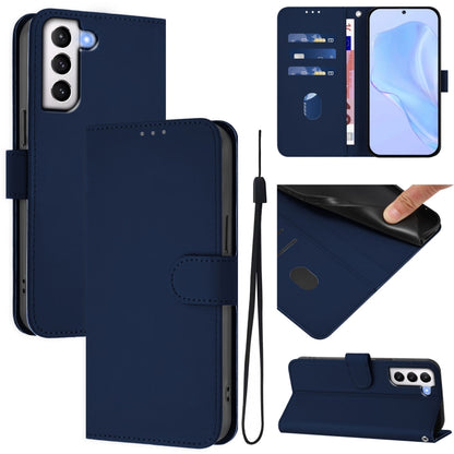 Skin Feel Solid Color Leather Phone Case with Lanyard, For Samsung Galaxy S21+ 5G