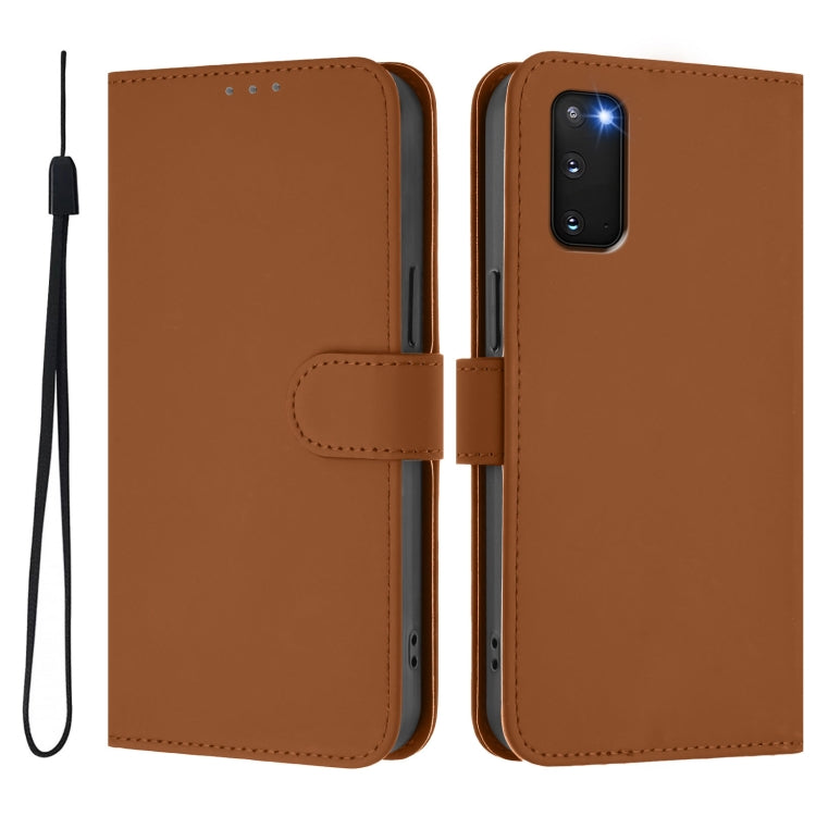 Skin Feel Solid Color Leather Phone Case with Lanyard, For Samsung Galaxy S20 FE 2022