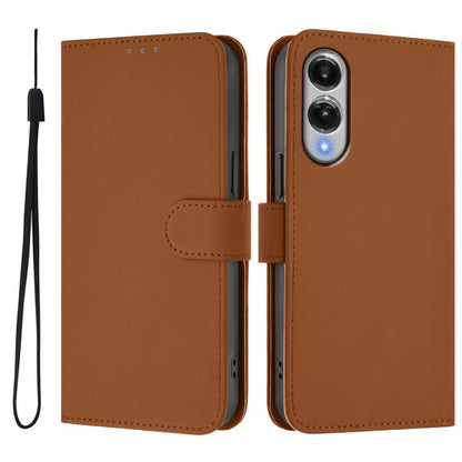 Skin Feel Solid Color Leather Phone Case with Lanyard, For Samsung Galaxy S25 Edge 5G