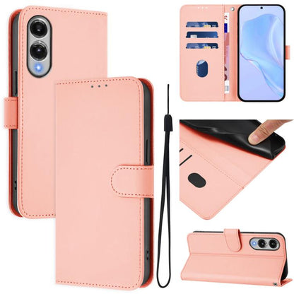 Skin Feel Solid Color Leather Phone Case with Lanyard, For Samsung Galaxy S25 Edge 5G