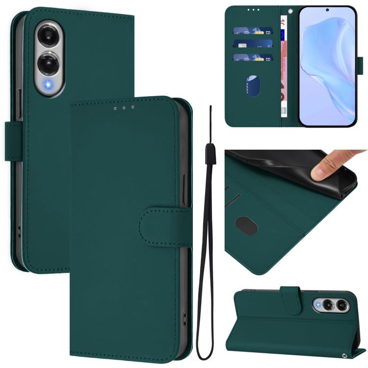 Skin Feel Solid Color Leather Phone Case with Lanyard, For Samsung Galaxy S25 Edge 5G