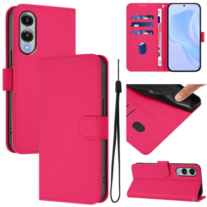 Skin Feel Solid Color Leather Phone Case with Lanyard, For Samsung Galaxy S25 Edge 5G