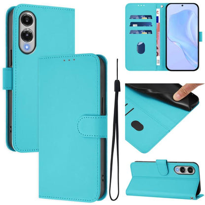 Skin Feel Solid Color Leather Phone Case with Lanyard, For Samsung Galaxy S25 Edge 5G