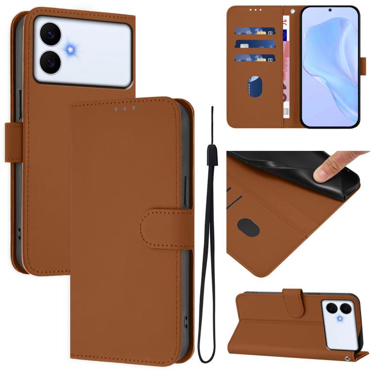 Skin Feel Solid Color Leather Phone Case with Lanyard, For Samsung Galaxy S26 Edge 5G
