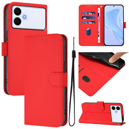 Skin Feel Solid Color Leather Phone Case with Lanyard, For Samsung Galaxy S26 Edge 5G