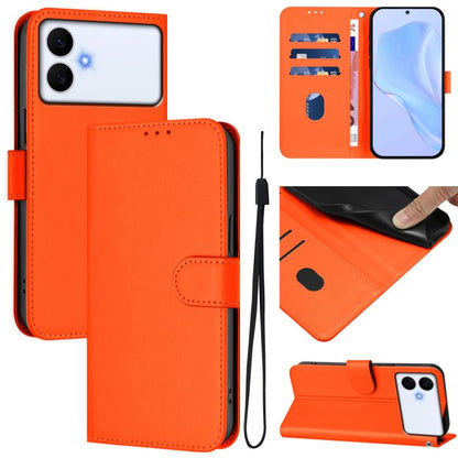 Skin Feel Solid Color Leather Phone Case with Lanyard, For Samsung Galaxy S26 Edge 5G