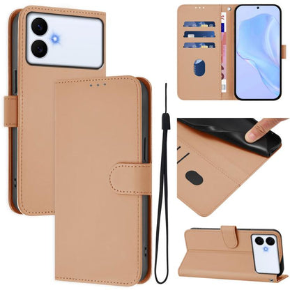 Skin Feel Solid Color Leather Phone Case with Lanyard, For Samsung Galaxy S26 Edge 5G
