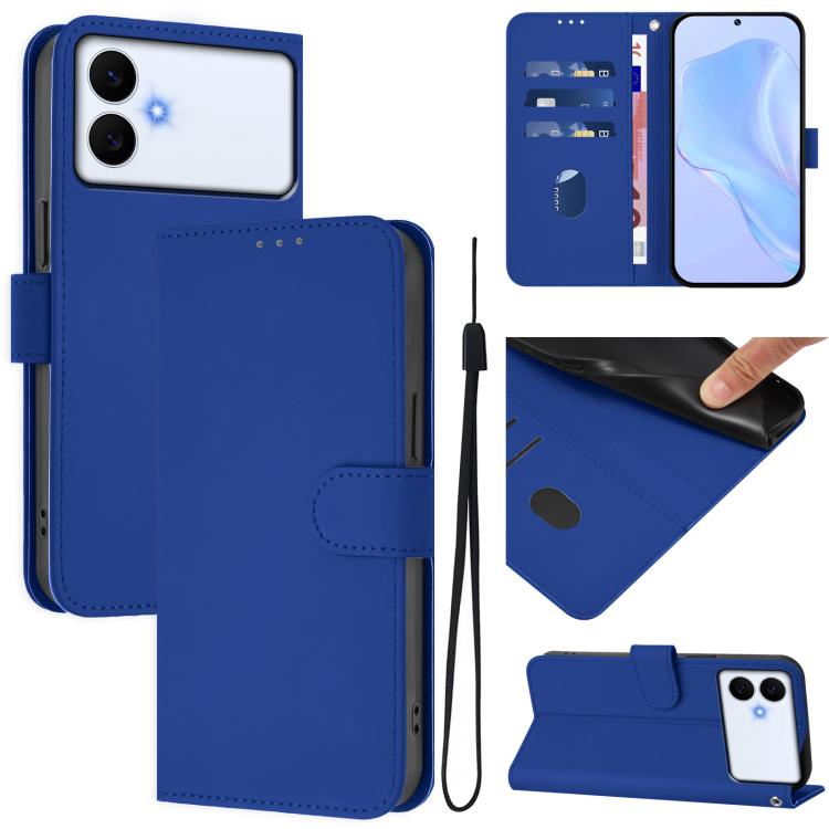 Skin Feel Solid Color Leather Phone Case with Lanyard, For Samsung Galaxy S26 Edge 5G