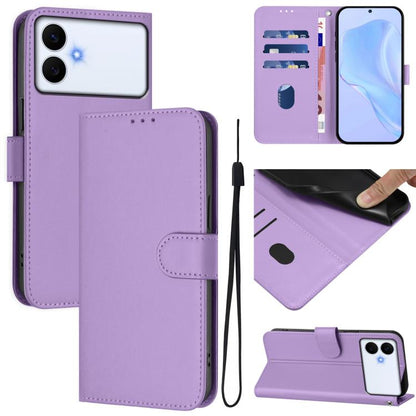 Skin Feel Solid Color Leather Phone Case with Lanyard, For Samsung Galaxy S26 Edge 5G