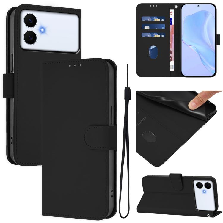 Skin Feel Solid Color Leather Phone Case with Lanyard, For Samsung Galaxy S26 Edge 5G