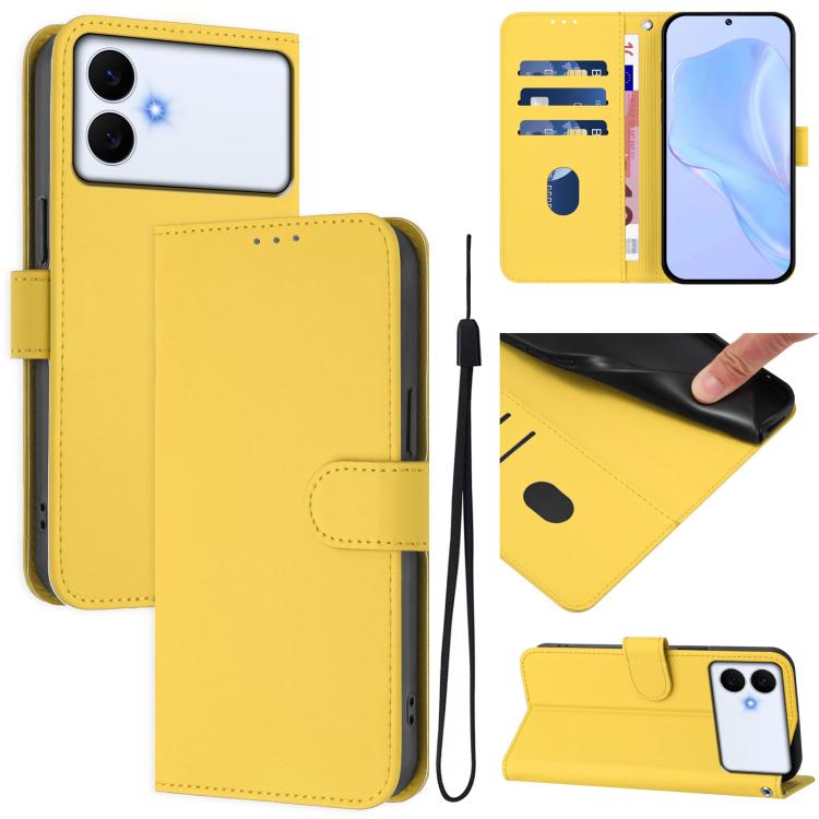 Skin Feel Solid Color Leather Phone Case with Lanyard, For Samsung Galaxy S26 Edge 5G