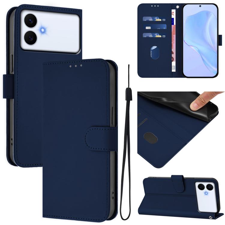 Skin Feel Solid Color Leather Phone Case with Lanyard, For Samsung Galaxy S26 Edge 5G