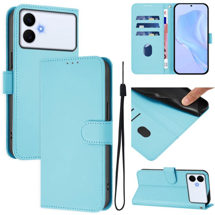 Skin Feel Solid Color Leather Phone Case with Lanyard, For Samsung Galaxy S26 Edge 5G