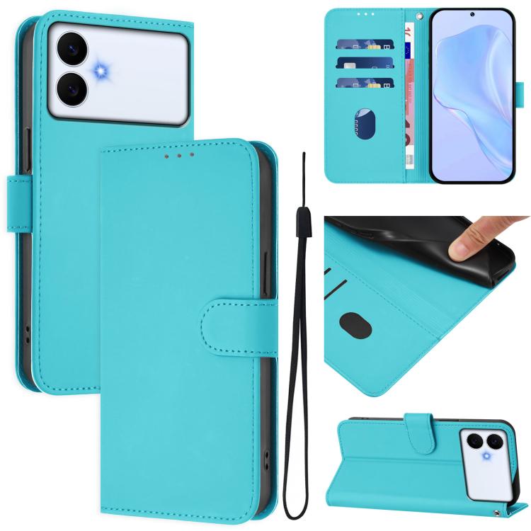 Skin Feel Solid Color Leather Phone Case with Lanyard, For Samsung Galaxy S26 Edge 5G