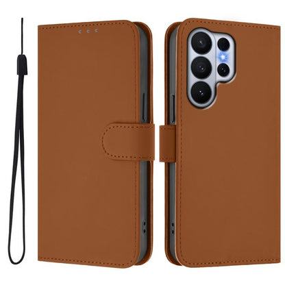 Skin Feel Solid Color Leather Phone Case with Lanyard, For Samsung Galaxy S26 Ultra 5G