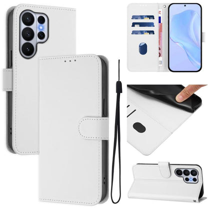 Skin Feel Solid Color Leather Phone Case with Lanyard, For Samsung Galaxy S26 Ultra 5G