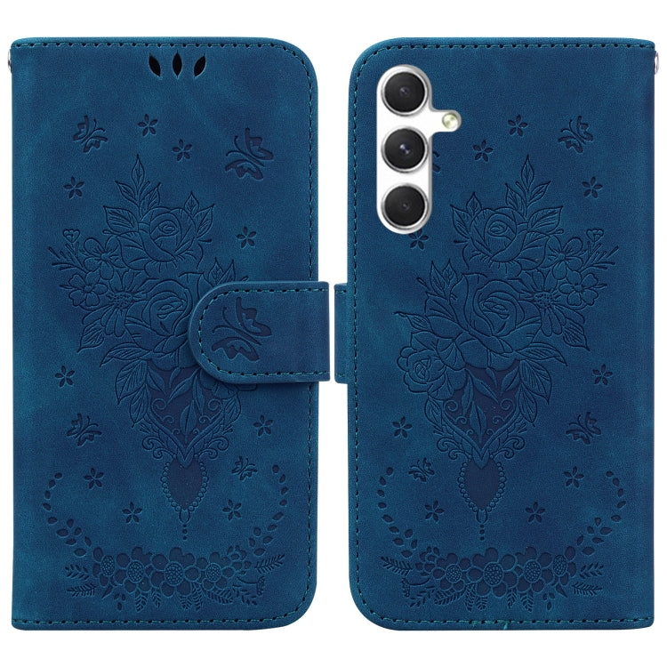 Butterfly Rose Embossed Leather Phone Case, For Samsung Galaxy S25 FE 5G, For Samsung Galaxy S25 Edge 5G, For Samsung Galaxy S25 5G, For Samsung Galaxy S25+ 5G