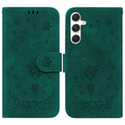Butterfly Rose Embossed Leather Phone Case, For Samsung Galaxy S25 FE 5G, For Samsung Galaxy S25 Edge 5G, For Samsung Galaxy S25 5G, For Samsung Galaxy S25+ 5G
