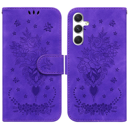 Butterfly Rose Embossed Leather Phone Case, For Samsung Galaxy S25 FE 5G, For Samsung Galaxy S25 Edge 5G, For Samsung Galaxy S25 5G, For Samsung Galaxy S25+ 5G