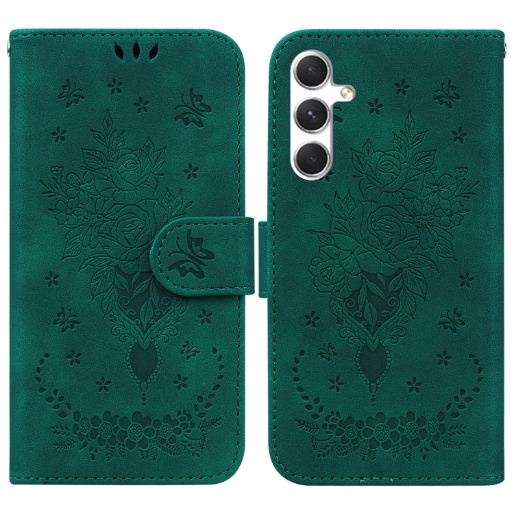 Butterfly Rose Embossed Leather Phone Case, For Samsung Galaxy S25 FE 5G, For Samsung Galaxy S25 Edge 5G, For Samsung Galaxy S25 5G, For Samsung Galaxy S25+ 5G