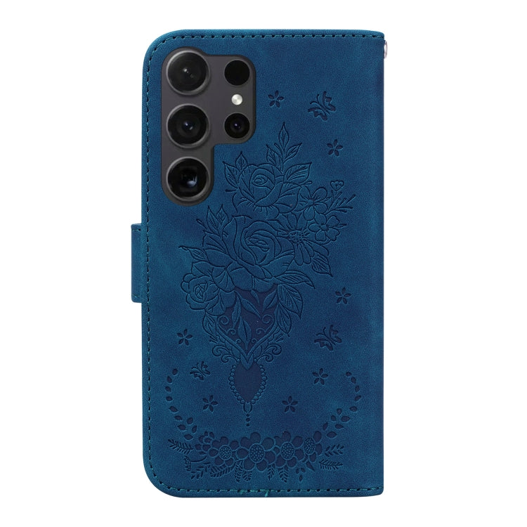 Butterfly Rose Embossed Leather Phone Case, For Samsung Galaxy S25 Ultra 5G