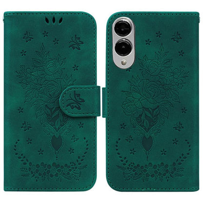 Butterfly Rose Embossed Leather Phone Case, For Samsung Galaxy S25 FE 5G, For Samsung Galaxy S25 Edge 5G, For Samsung Galaxy S25 5G, For Samsung Galaxy S25+ 5G