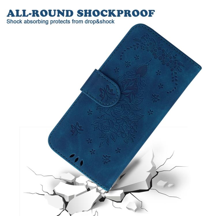 Butterfly Rose Embossed Leather Phone Case, For Samsung Galaxy S25 FE 5G, For Samsung Galaxy S25 Edge 5G, For Samsung Galaxy S25 5G, For Samsung Galaxy S25+ 5G