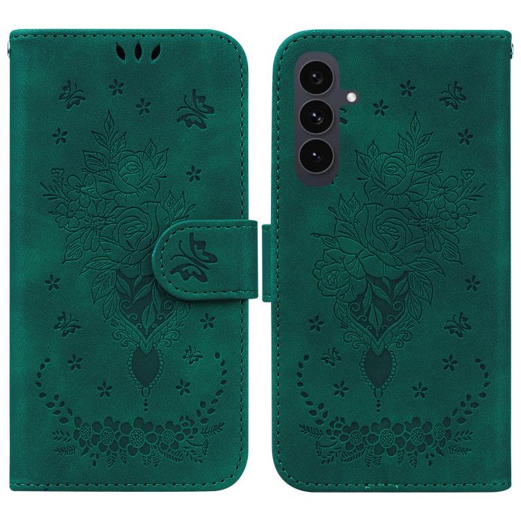 Butterfly Rose Embossed Leather Phone Case, For Samsung Galaxy S25 FE 5G, For Samsung Galaxy S25 Edge 5G, For Samsung Galaxy S25 5G, For Samsung Galaxy S25+ 5G