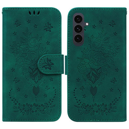 Butterfly Rose Embossed Leather Phone Case, For Samsung Galaxy S25 FE 5G, For Samsung Galaxy S25 Edge 5G, For Samsung Galaxy S25 5G, For Samsung Galaxy S25+ 5G