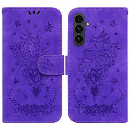 Butterfly Rose Embossed Leather Phone Case, For Samsung Galaxy S25 FE 5G, For Samsung Galaxy S25 Edge 5G, For Samsung Galaxy S25 5G, For Samsung Galaxy S25+ 5G