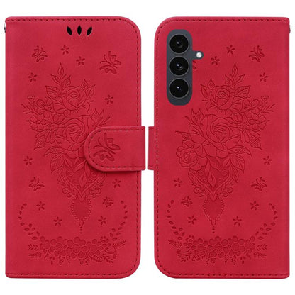 Butterfly Rose Embossed Leather Phone Case, For Samsung Galaxy S25 FE 5G, For Samsung Galaxy S25 Edge 5G, For Samsung Galaxy S25 5G, For Samsung Galaxy S25+ 5G