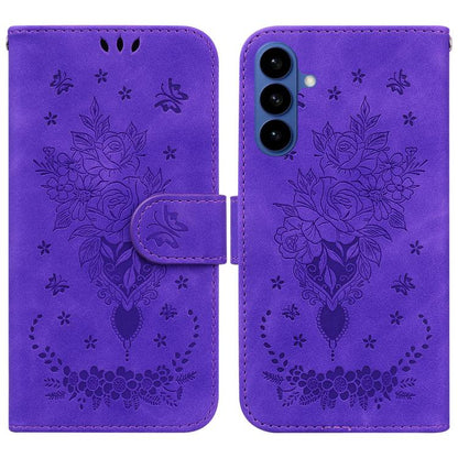 Butterfly Rose Embossed Leather Phone Case, For Samsung Galaxy S26+ 5G, For Samsung Galaxy S26 Edge 5G, For Samsung Galaxy S26 Ultra 5G, For Samsung Galaxy S26 5G