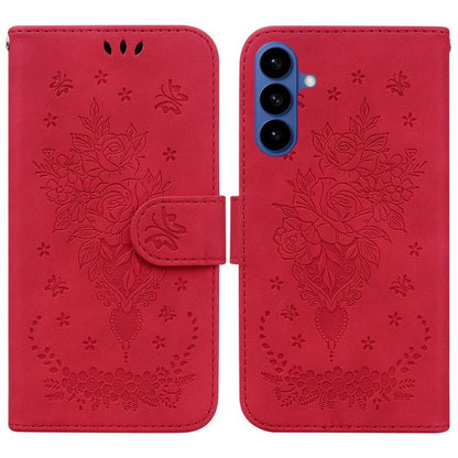 Butterfly Rose Embossed Leather Phone Case, For Samsung Galaxy S26+ 5G, For Samsung Galaxy S26 Edge 5G, For Samsung Galaxy S26 Ultra 5G, For Samsung Galaxy S26 5G