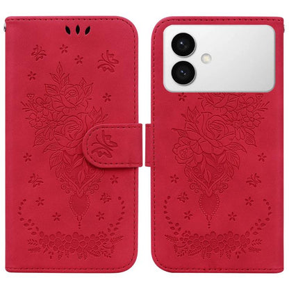 Butterfly Rose Embossed Leather Phone Case, For Samsung Galaxy S26+ 5G, For Samsung Galaxy S26 Edge 5G, For Samsung Galaxy S26 Ultra 5G, For Samsung Galaxy S26 5G