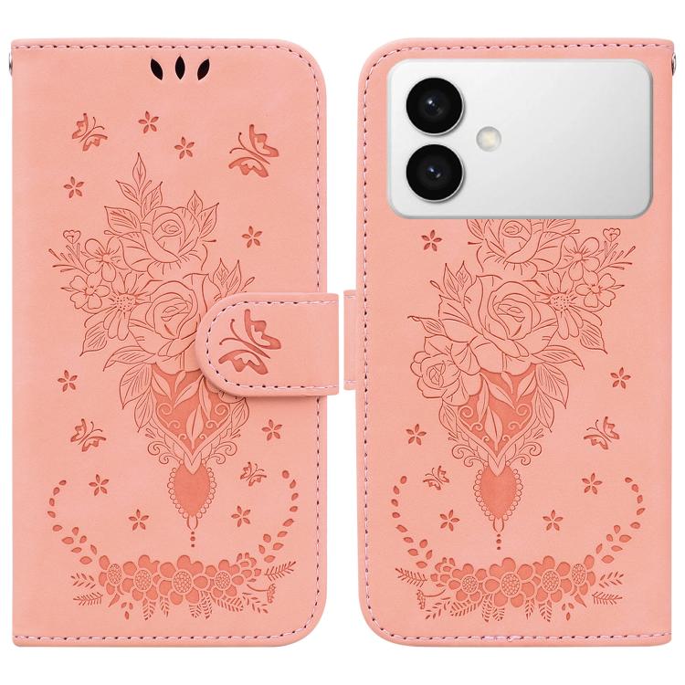 Butterfly Rose Embossed Leather Phone Case, For Samsung Galaxy S26+ 5G, For Samsung Galaxy S26 Edge 5G, For Samsung Galaxy S26 Ultra 5G, For Samsung Galaxy S26 5G