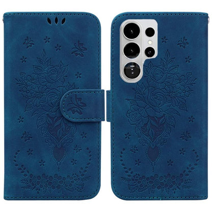 Butterfly Rose Embossed Leather Phone Case, For Samsung Galaxy S26+ 5G, For Samsung Galaxy S26 Edge 5G, For Samsung Galaxy S26 Ultra 5G, For Samsung Galaxy S26 5G