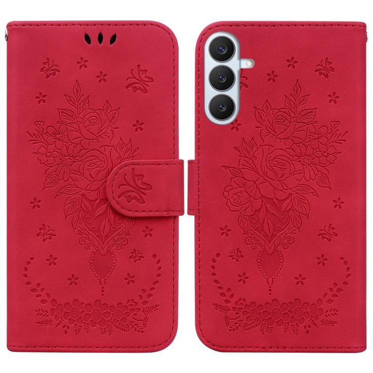 Butterfly Rose Embossed Leather Phone Case, For Samsung Galaxy S26+ 5G, For Samsung Galaxy S26 Edge 5G, For Samsung Galaxy S26 Ultra 5G, For Samsung Galaxy S26 5G