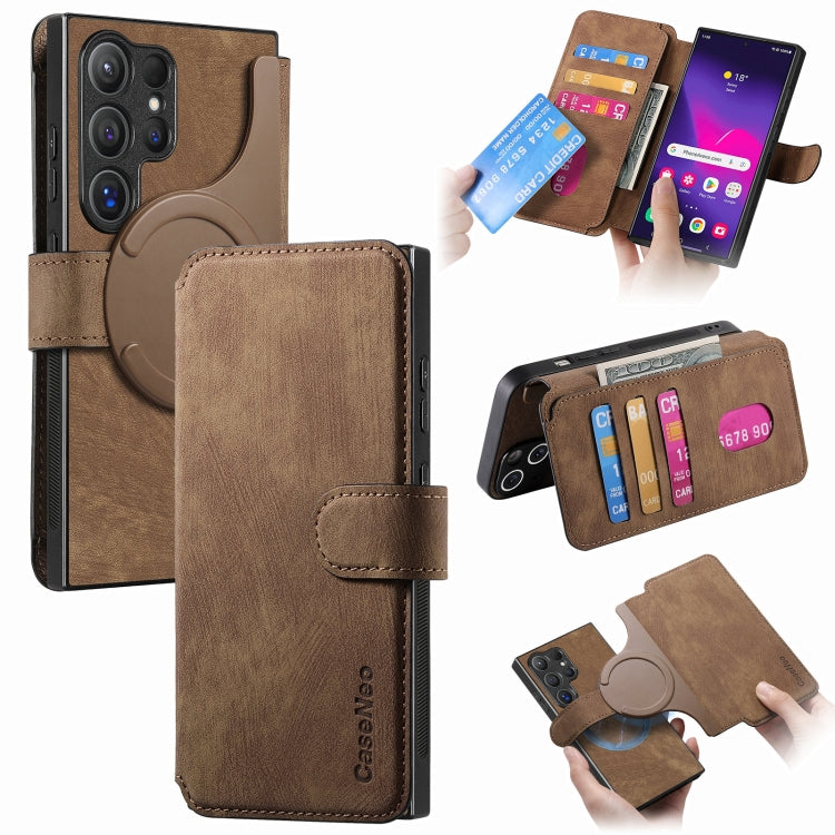 CaseNeo MagSafe RFID Anti-theft Retro Leather Phone Case, For Galaxy S25 Ultra 5G, For Galaxy S24 FE 5G, For Galaxy S24 Ultra 5G, For Galaxy S24+ 5G