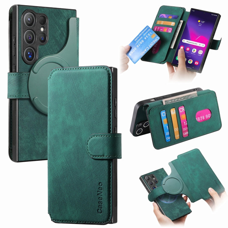 CaseNeo MagSafe RFID Anti-theft Retro Leather Phone Case, For Galaxy S25 Ultra 5G, For Galaxy S24 FE 5G, For Galaxy S24 Ultra 5G, For Galaxy S24+ 5G