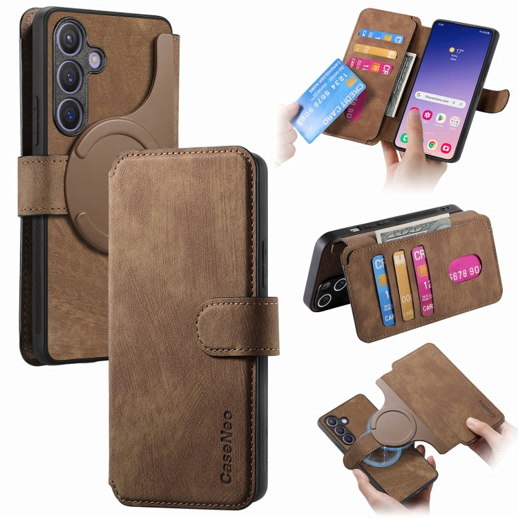 CaseNeo MagSafe RFID Anti-theft Retro Leather Phone Case, For Galaxy S25 Ultra 5G, For Galaxy S24 FE 5G, For Galaxy S24 Ultra 5G, For Galaxy S24+ 5G