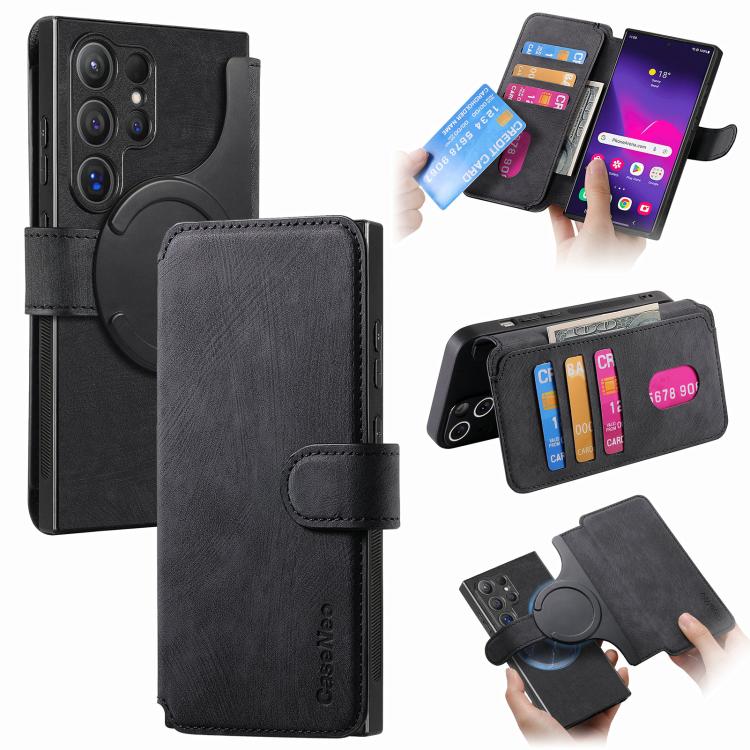 CaseNeo MagSafe RFID Anti-theft Retro Leather Phone Case, For Galaxy S25 Ultra 5G, For Galaxy S24 FE 5G, For Galaxy S24 Ultra 5G, For Galaxy S24+ 5G