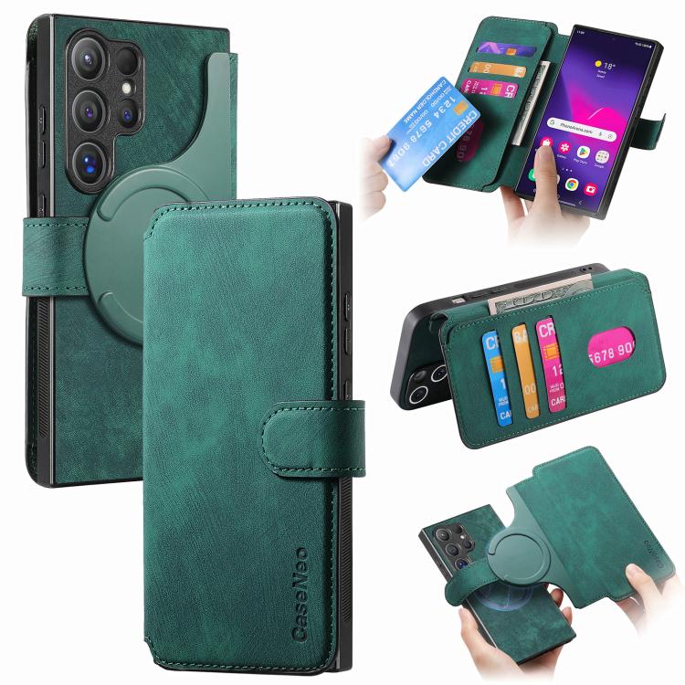 CaseNeo MagSafe RFID Anti-theft Retro Leather Phone Case, For Galaxy S25 Ultra 5G, For Galaxy S24 FE 5G, For Galaxy S24 Ultra 5G, For Galaxy S24+ 5G