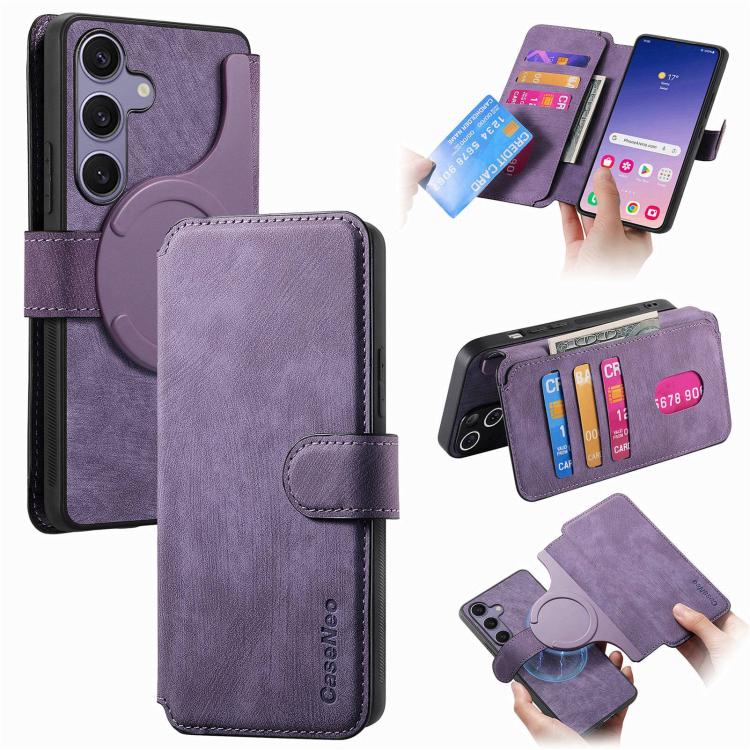 CaseNeo MagSafe RFID Anti-theft Retro Leather Phone Case, For Galaxy S25 FE 5G, For Galaxy S25 Edge 5G, For Galaxy S25 5G, For Galaxy S25+ 5G