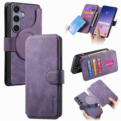 CaseNeo MagSafe RFID Anti-theft Retro Leather Phone Case, For Galaxy S25 FE 5G, For Galaxy S25 Edge 5G, For Galaxy S25 5G, For Galaxy S25+ 5G