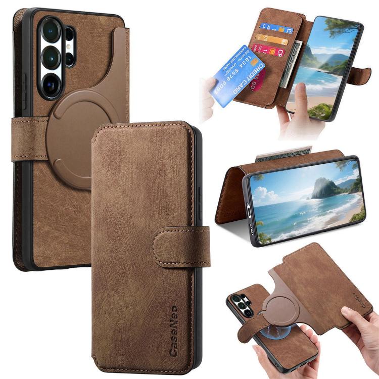 CaseNeo MagSafe RFID Anti-theft Retro Leather Phone Case, For Galaxy S26 FE 5G, For Galaxy S26+ 5G, For Galaxy S26 Ultra 5G, For Galaxy S26 5G