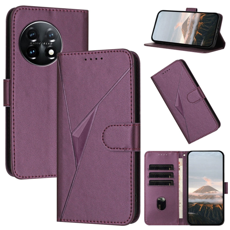 Triangle Pattern Buckle Clasp Leather Phone Case, For OnePlus 12, For OnePlus Nord 3, For OnePlus 11