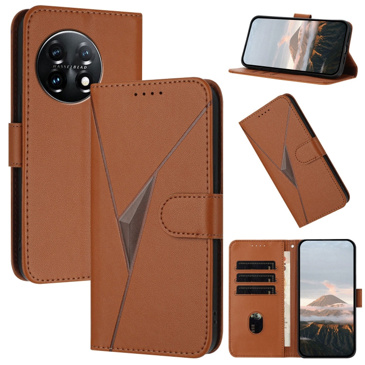 Triangle Pattern Buckle Clasp Leather Phone Case, For OnePlus 12, For OnePlus Nord 3, For OnePlus 11
