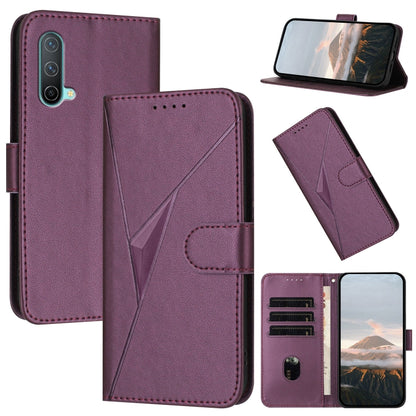 Triangle Pattern Buckle Clasp Leather Phone Case, For OnePlus 9R, OnePlus Nord CE 5G, For OnePlus Nord 2 5G