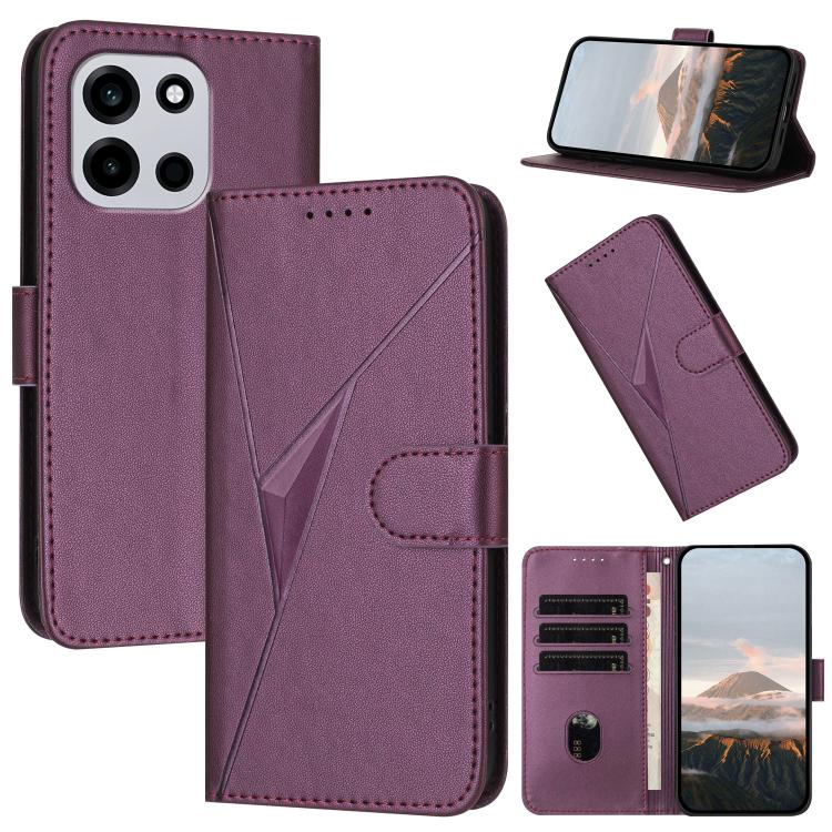 Triangle Pattern Buckle Clasp Leather Phone Case, For OnePlus Turbo 6 / Turbo 6V, For OnePlus Ace 6, For OnePlus 15