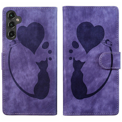 Pen Heart Cat Embossed Leather Phone Case, For Samsung Galaxy S25 FE 5G, For Samsung Galaxy S25 5G, For Samsung Galaxy S25+ 5G, For Samsung Galaxy S25 Ultra 5G